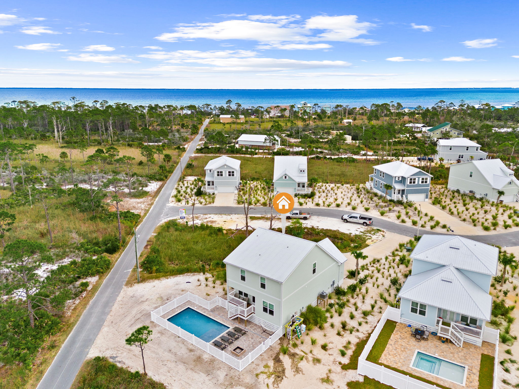 Aerial view of Coco Cabana and Cape San Blas