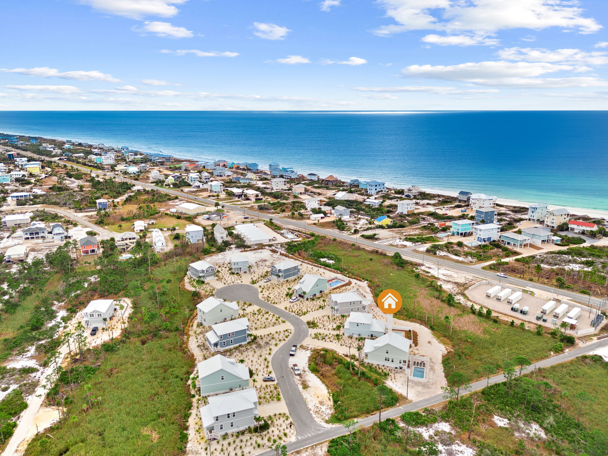 Aerial view of Coco Cabana and Cape San Blas