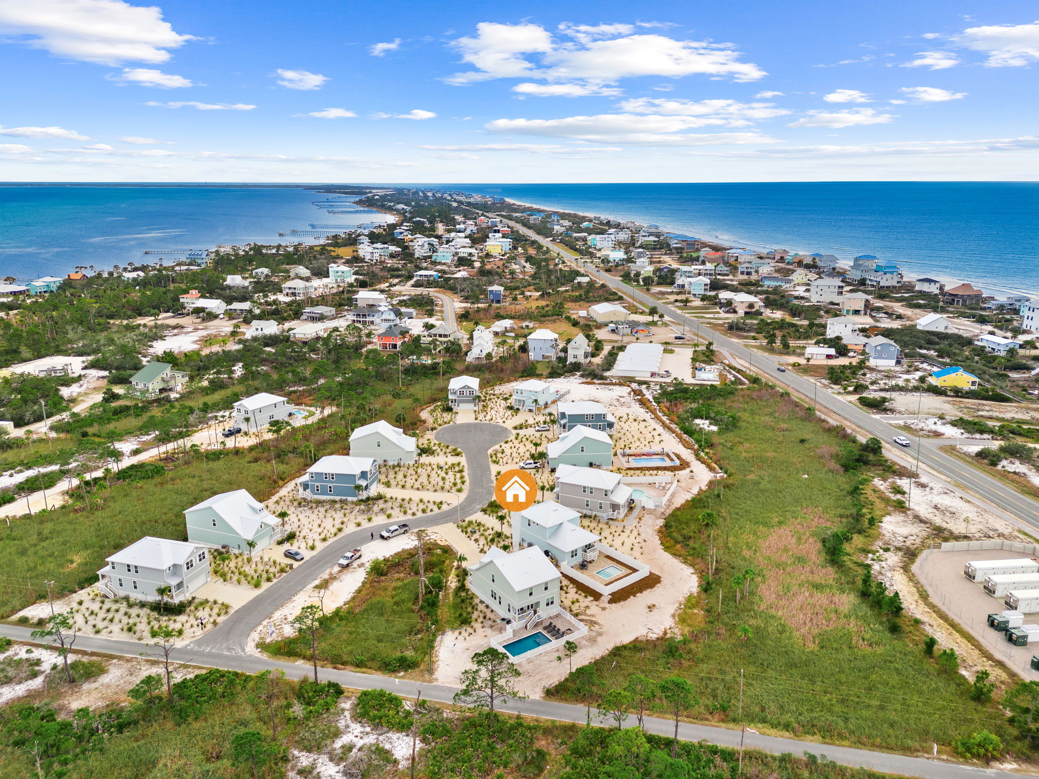 Aerial view of Coco Cabana and Cape San Blas